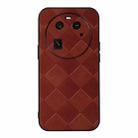 For OPPO Find X6 Weave Plaid PU Phone Case(Brown) - 1