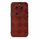 For OPPO Find X6 Pro Weave Plaid PU Phone Case(Brown) - 1