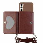 For Samsung Galaxy S23 5G Crossbody Lanyard Wallet Card Bag Phone Case(Brown) - 1