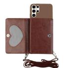 For Samsung Galaxy S23 Ultra 5G Crossbody Lanyard Wallet Card Bag Phone Case(Brown) - 1