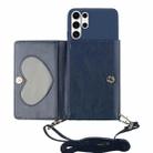 For Samsung Galaxy S23 Ultra 5G Crossbody Lanyard Wallet Card Bag Phone Case(Dark Blue) - 1