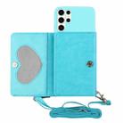 For Samsung Galaxy S23 Ultra 5G Crossbody Lanyard Wallet Card Bag Phone Case(Blue) - 1