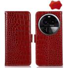 For OPPO Find X6 Pro Crocodile Top Layer Cowhide Leather Phone Case(Red) - 1