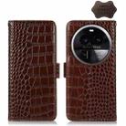 For OPPO Find X6 Pro Crocodile Top Layer Cowhide Leather Phone Case(Brown) - 1