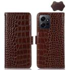 For Xiaomi Redmi Note 12 4G Global Crocodile Top Layer Cowhide Leather Phone Case(Brown) - 1