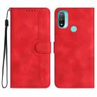 For Motorola Moto E20/E30/E40 Heart Pattern Skin Feel Leather Phone Case(Red) - 1