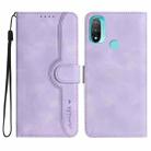 For Motorola Moto E20/E30/E40 Heart Pattern Skin Feel Leather Phone Case(Purple) - 1