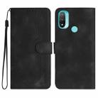 For Motorola Moto E20/E30/E40 Heart Pattern Skin Feel Leather Phone Case(Black) - 1