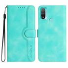 For Motorola Moto E20/E30/E40 Heart Pattern Skin Feel Leather Phone Case(Light Blue) - 1