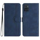 For Motorola Moto E22 Heart Pattern Skin Feel Leather Phone Case(Royal Blue) - 1