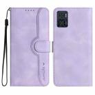 For Motorola Moto E22 Heart Pattern Skin Feel Leather Phone Case(Purple) - 1