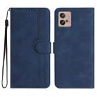 For Motorola Moto G32 Heart Pattern Skin Feel Leather Phone Case(Royal Blue) - 1