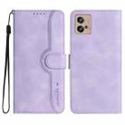 For Motorola Moto G32 Heart Pattern Skin Feel Leather Phone Case(Purple) - 1