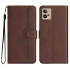 For Motorola Moto G32 Heart Pattern Skin Feel Leather Phone Case(Brown) - 1