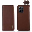 For Xiaomi Redmi Note 12 4G Global KHAZNEH Nappa Top Layer Cowhide Leather Phone Case(Brown) - 1