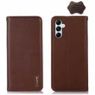 For Samsung Galaxy M14 5G KHAZNEH Nappa Top Layer Cowhide Leather Phone Case(Brown) - 1