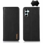 For Samsung Galaxy M14 5G KHAZNEH Nappa Top Layer Cowhide Leather Phone Case(Black) - 1