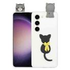 For Samsung Galaxy S23 5G 3D Lying Cartoon TPU Shockproof Phone Case(Little Black Cat) - 1