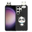 For Samsung Galaxy S23 Ultra 5G 3D Lying Cartoon TPU Shockproof Phone Case(Panda with Blue Bow) - 1