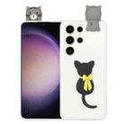 For Samsung Galaxy S23 Ultra 5G 3D Lying Cartoon TPU Shockproof Phone Case(Little Black Cat) - 1