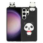 For Samsung Galaxy S23 Ultra 5G 3D Lying Cartoon TPU Shockproof Phone Case(Panda with Red Bow) - 1