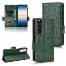 For Sony Xperia 1 III Symmetrical Triangle Leather Phone Case(Green) - 1