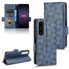 For Sony Xperia 1 IV Symmetrical Triangle Leather Phone Case(Blue) - 1