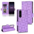 For Sony Xperia 1 IV Symmetrical Triangle Leather Phone Case(Purple) - 1