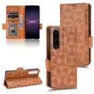 For Sony Xperia 1 IV Symmetrical Triangle Leather Phone Case(Brown) - 1