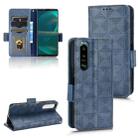 For Sony Xperia 5 III Symmetrical Triangle Leather Phone Case(Blue) - 1