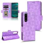 For Sony Xperia 5 III Symmetrical Triangle Leather Phone Case(Purple) - 1