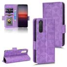 For Sony Xperia 5 II Symmetrical Triangle Leather Phone Case(Purple) - 1