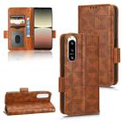 For Sony Xperia 5 IV Symmetrical Triangle Leather Phone Case(Brown) - 1