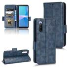 For Sony Xperia 10 III Symmetrical Triangle Leather Phone Case(Blue) - 1