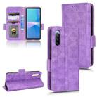 For Sony Xperia 10 III Symmetrical Triangle Leather Phone Case(Purple) - 1
