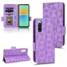 For Sony Xperia 10 IV Symmetrical Triangle Leather Phone Case(Purple) - 1