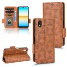 For Sony Xperia Ace III Symmetrical Triangle Leather Phone Case(Brown) - 1