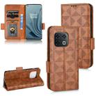 For OnePlus 10 Pro 5G Symmetrical Triangle Leather Phone Case(Brown) - 1