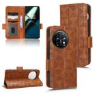 For OnePlus 11 5G Symmetrical Triangle Leather Phone Case(Brown) - 1