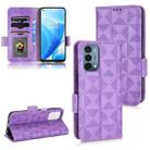 For OnePlus Nord N200 5G Symmetrical Triangle Leather Phone Case(Purple) - 1