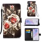 For Huawei nova 7 Pro 5G Painting Horizontal Flip Leather Case with Holder & Card Slot & Wallet & Lanyard(Rose on Black) - 1