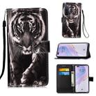 For Huawei nova 7 Pro 5G Painting Horizontal Flip Leather Case with Holder & Card Slot & Wallet & Lanyard(Black White Tiger) - 1