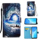 For Huawei nova 7 SE Painting Horizontal Flip Leather Case with Holder & Card Slot & Wallet & Lanyard(Sea Wave and Sun) - 1