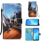 For Huawei nova 7 SE Painting Horizontal Flip Leather Case with Holder & Card Slot & Wallet & Lanyard(Mirror Cat) - 1