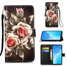 For Huawei nova 7 SE Painting Horizontal Flip Leather Case with Holder & Card Slot & Wallet & Lanyard(Rose on Black) - 1