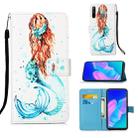 For Huawei P40 Lite E / Y7P Painting Horizontal Flip Leather Case with Holder & Card Slot & Wallet & Lanyard(Mermaid) - 1