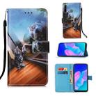 For Huawei P40 Lite E / Y7P Painting Horizontal Flip Leather Case with Holder & Card Slot & Wallet & Lanyard(Mirror Cat) - 1