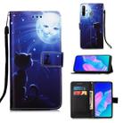 For Huawei P40 Lite E / Y7P Painting Horizontal Flip Leather Case with Holder & Card Slot & Wallet & Lanyard(Cat and Sun) - 1