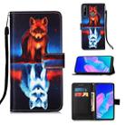 For Huawei P40 Lite E / Y7P Painting Horizontal Flip Leather Case with Holder & Card Slot & Wallet & Lanyard(Fox) - 1