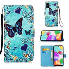 For Galaxy A41 Painting Horizontal Flip Leather Case with Holder & Card Slot & Wallet & Lanyard(Heart Butterfly) - 1